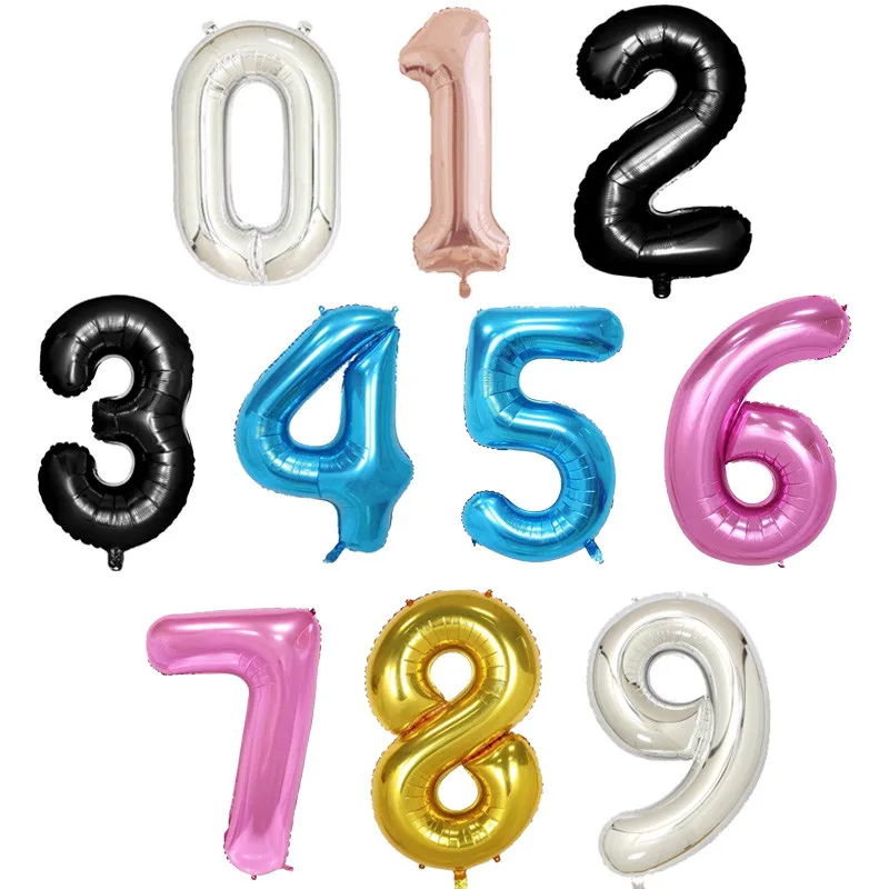 40/30 inch rose Gold Silver pink blue black big Number Foil Helium Balloons Birthday Party Celebration decoration large globos
