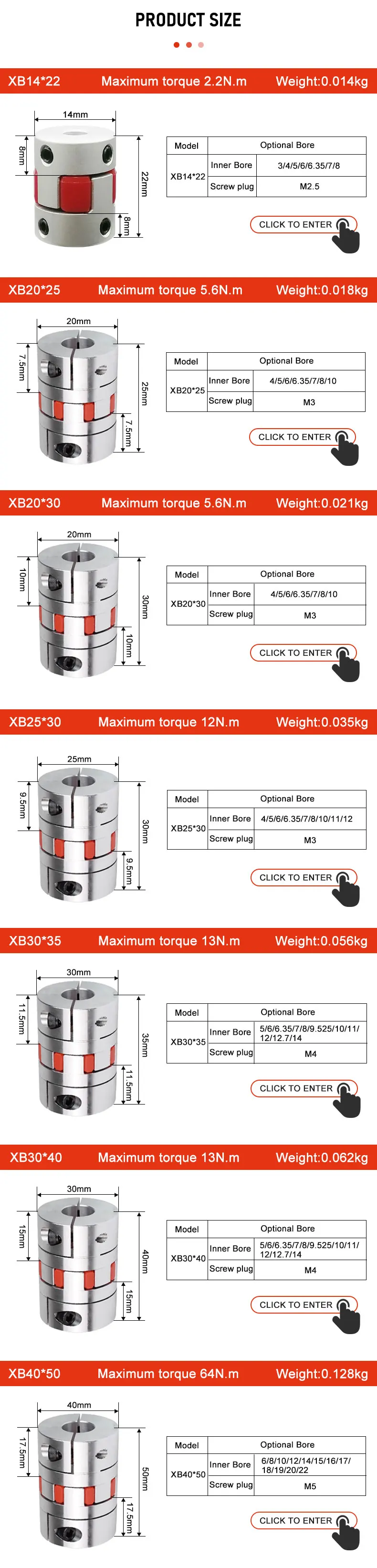 1pc XB40 * 55 3-Klauen Koppler D40L55 Aluminium Pflaume Flexible Welle Kupplung Motor Stecker Flexible Koppler für Motor Balll Schraube – Detail 9