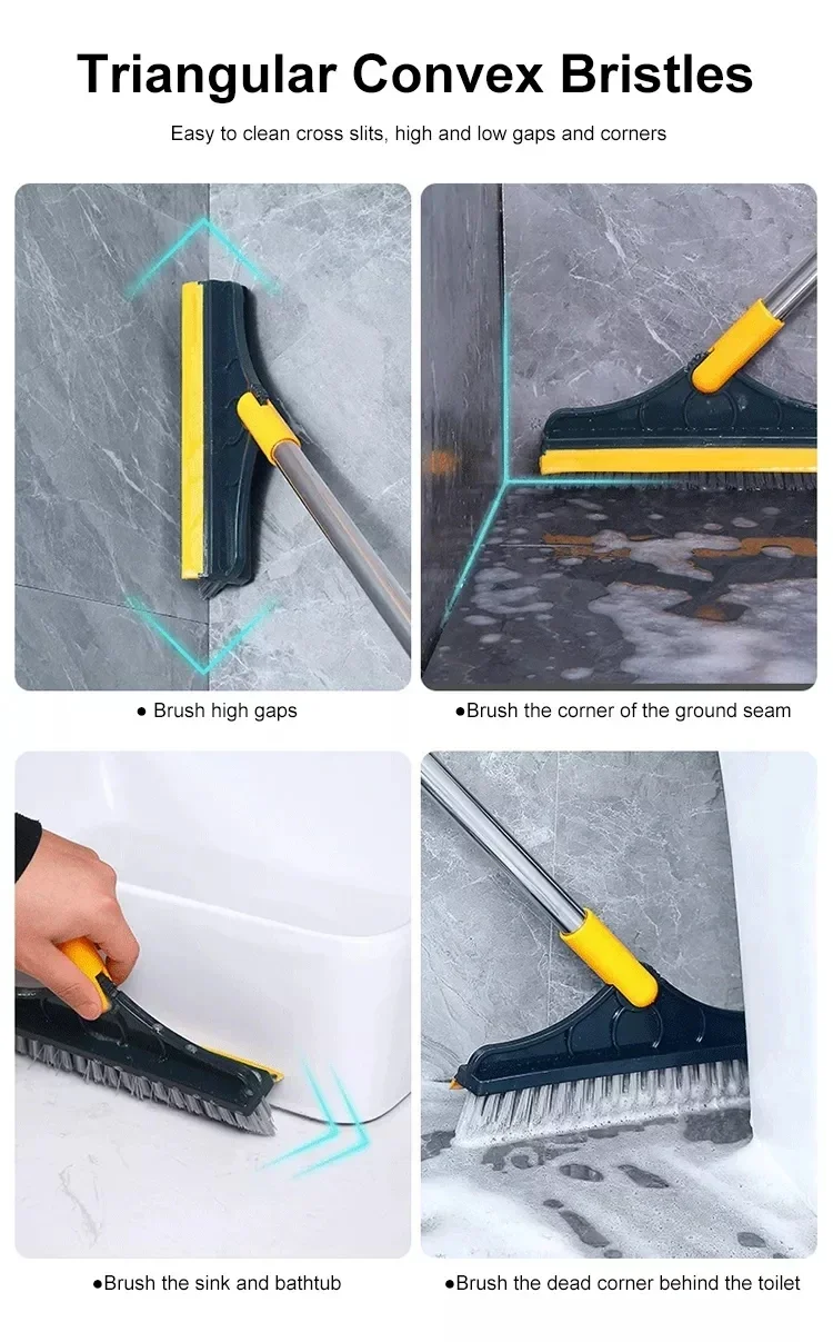 2-in-1 Cleaning Brush with Long Handle – Stiff Bristle & Squeegee for Crevice, Algae & Corner Dirt Removal 3 S61b842aec7984743a7208e26dbc2c477P