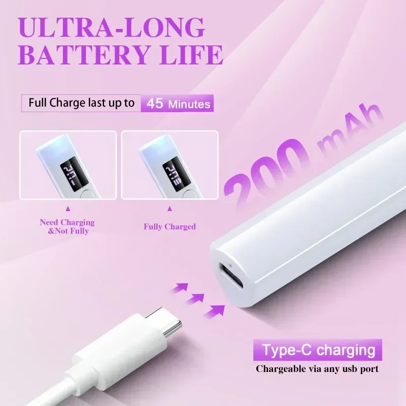 휴대용 UV 네일 램프, 접이식 스탠드 포함, 미니 무선 LED 젤 경화 조명, DIY용 충전식 USB 고속 건조 LCD 디스플레이