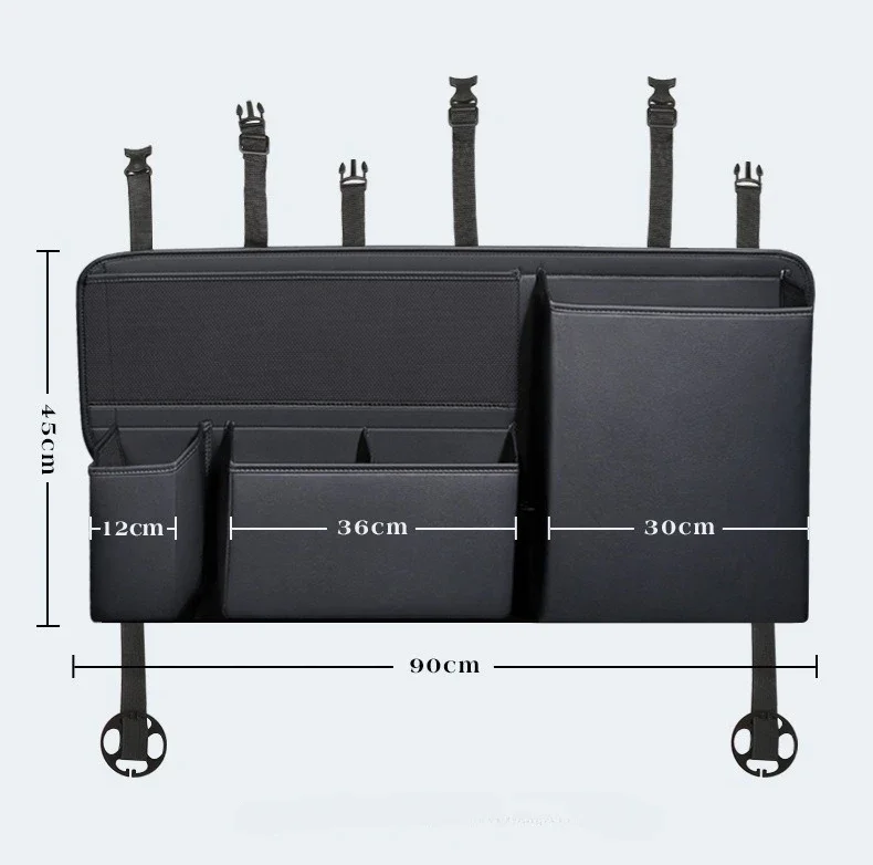 Auto Stamm Hängende Lagerung Tasche Leder Auto Hinten Sitz Werkzeuge Feuer Große Kapazität Multi-tasche Auto Lagerung Cargo Rack veranstalter – Detail 16