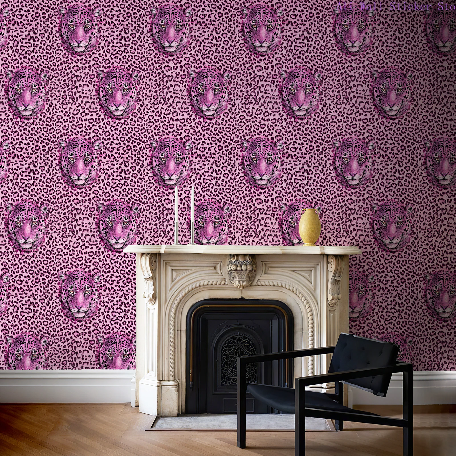 Pink Leopard Print Self-adhesive Wallpaper Animal Face PVC Peel And Stick Home Decor Sticker Removable Waterproof Decoration beibehang custom modern simple fog forest wolf animal photo wall painting living room bedroom wallpaper papier peint