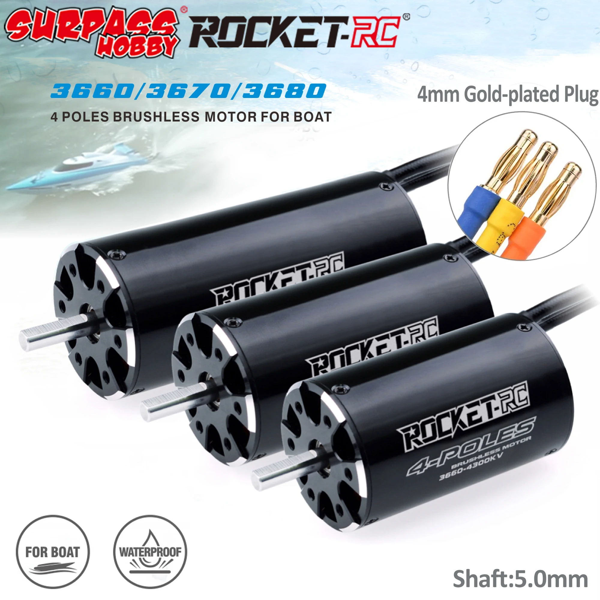 Surpass Hobby Rocket RC 3660 3670 3680 4mm Connector Brushless