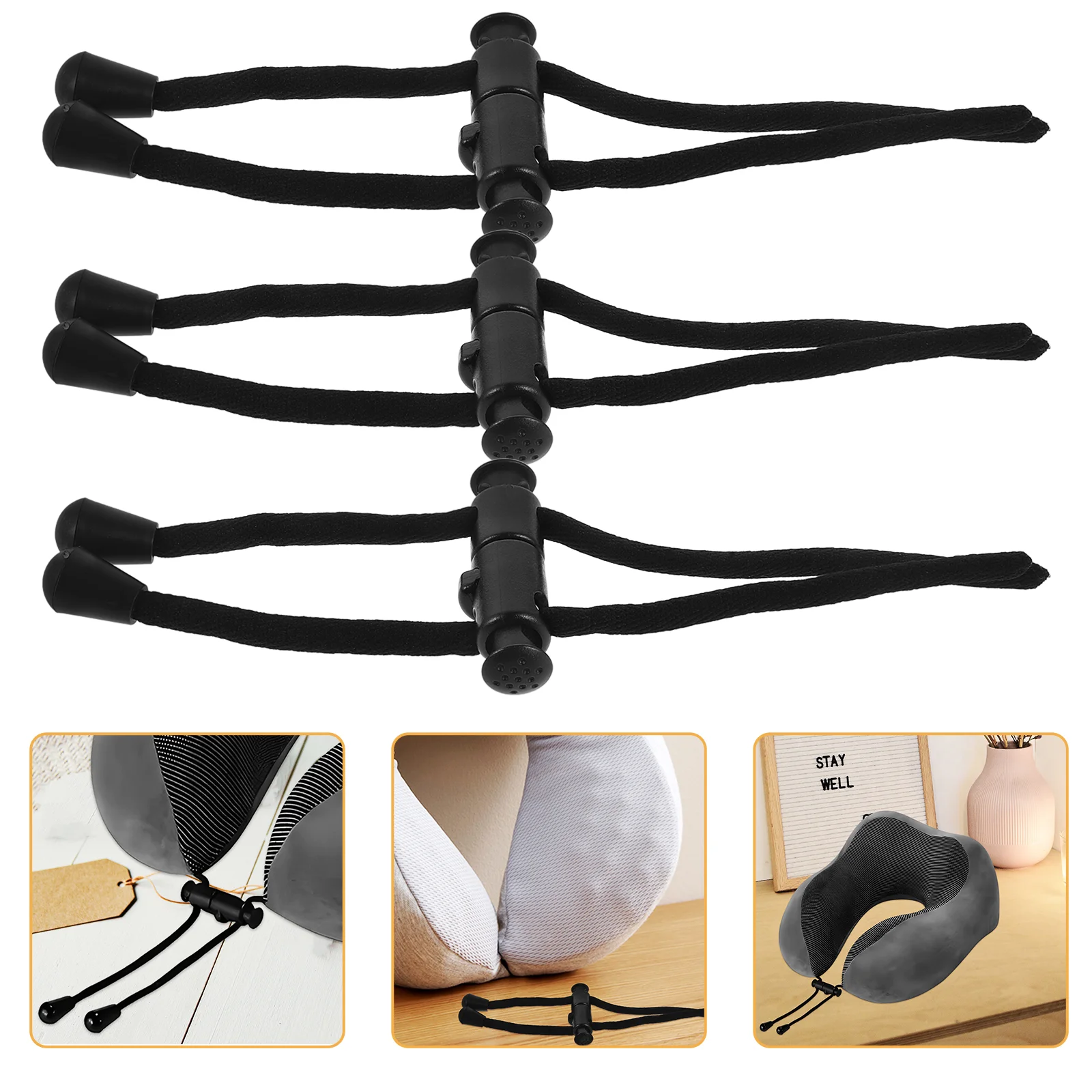 

6 Pcs Pillow Rope Buckle Adjustable Cord Fastener Office Neck Cords Traveling Accessories Shaped for Replacement Straps Plastic