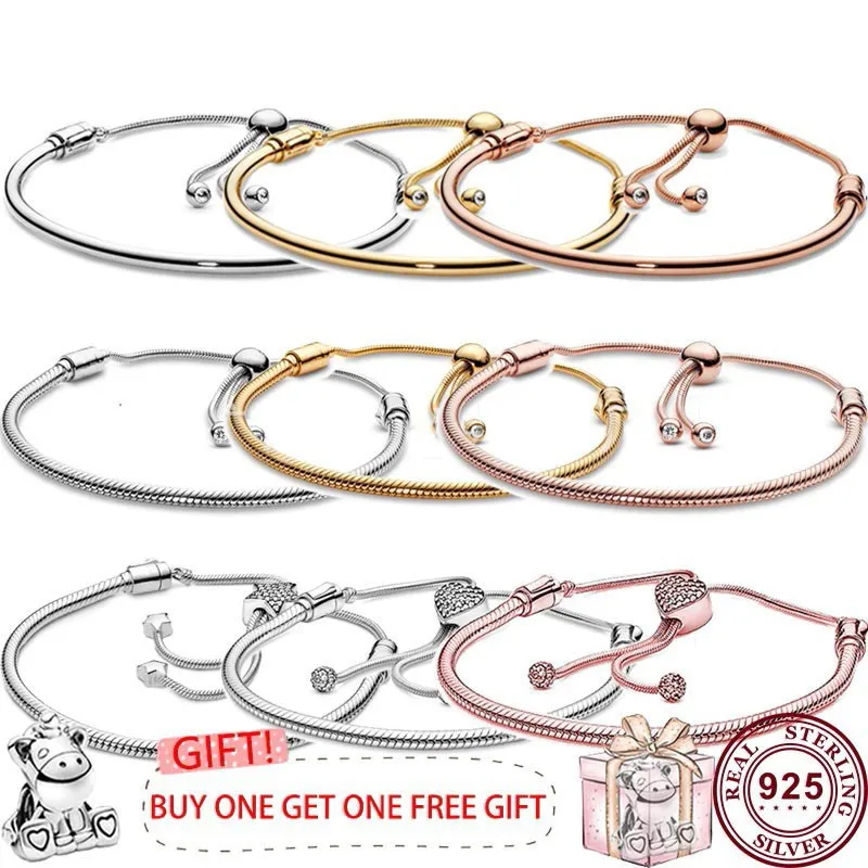 

New Hot 925 Silver Exquisite Star Sliding Love Heart Women Bracelet Women's Original High Quality Charm Fashion Jewelry