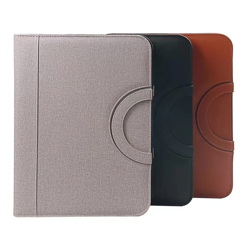 A4 휴대용 파일 폴더 계산기 바인더 주최자 관리자 사무실 문서 패드 서류 가방 PU 가죽 Padfolio 가방 사용자 정의