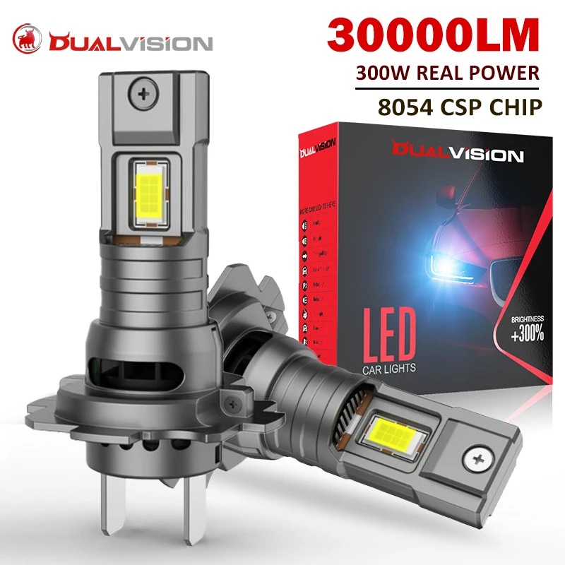 2Pcs Turbo H7 LED Headlight Bulbs 1:1 Size Mini Head Lamp 3580 CSP Wireless H4 9005 9006 Car 6000K White 12V Led Car Lights Led Lights Led Bulbs Led Headlights Led Car Headlights Car Headlamps