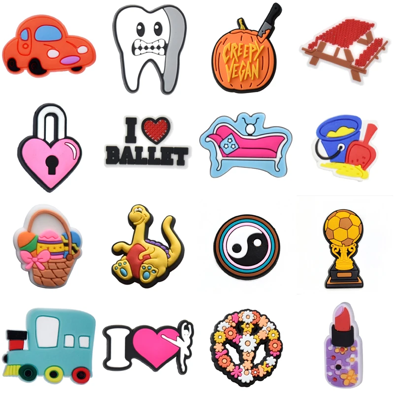 

Single Sales PVC Shoes Charms Accessories for Croc Sandals Wristband Garden Clog Buckle Decorations Boys Girls Party Gifts