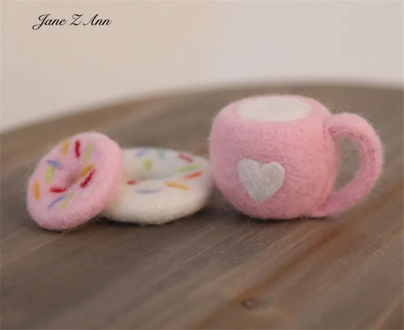 Wool felt biscuit milk bottle milk tea cup newborn photography theme modeling props studio shooting accessories 2
