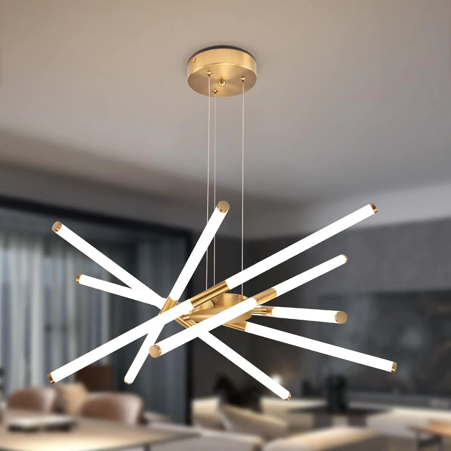 

Gold Light Modern LED Chandelier Easy to Install Linear Chandeliers Fixture for Dining Room,Staircase Bedroom,Bathroom