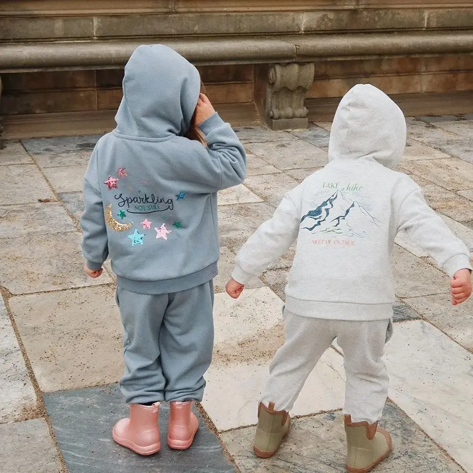 Child Sweaters 2024 Autumn Girl Boy Sweatshirt and Pant Set Casual Hoodies Winter Velvet Kids Jacket Outwear Clothing 5
