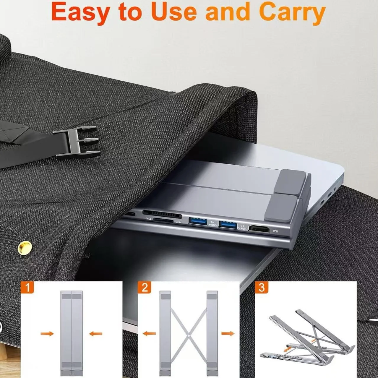 KEBIDUMEI USB C 노트북 스탠드 도킹 스테이션 8-in-1 USB 허브 PD 100W 4K HDMI USB 3.0 SD TF 카드 리더기 (맥북 에어 프로 아이패드용) USB C Laptop Sta