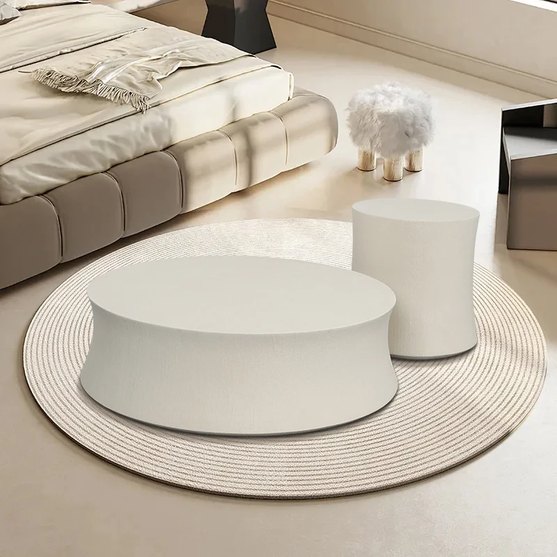 Italian minimalist designer white round coffee table modern side table Combination for living room furniture