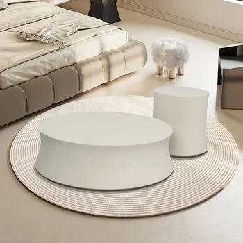 Italian minimalist designer white round coffee table modern side table Combination for living room furniture