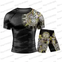 JAGUAR WARRIOR lutte anti-éruption maillot de surf chemises de plage maillots de bain plongée short de sport MMA BJJ hommes Jiu Jitsu ensembles de Fitness 1