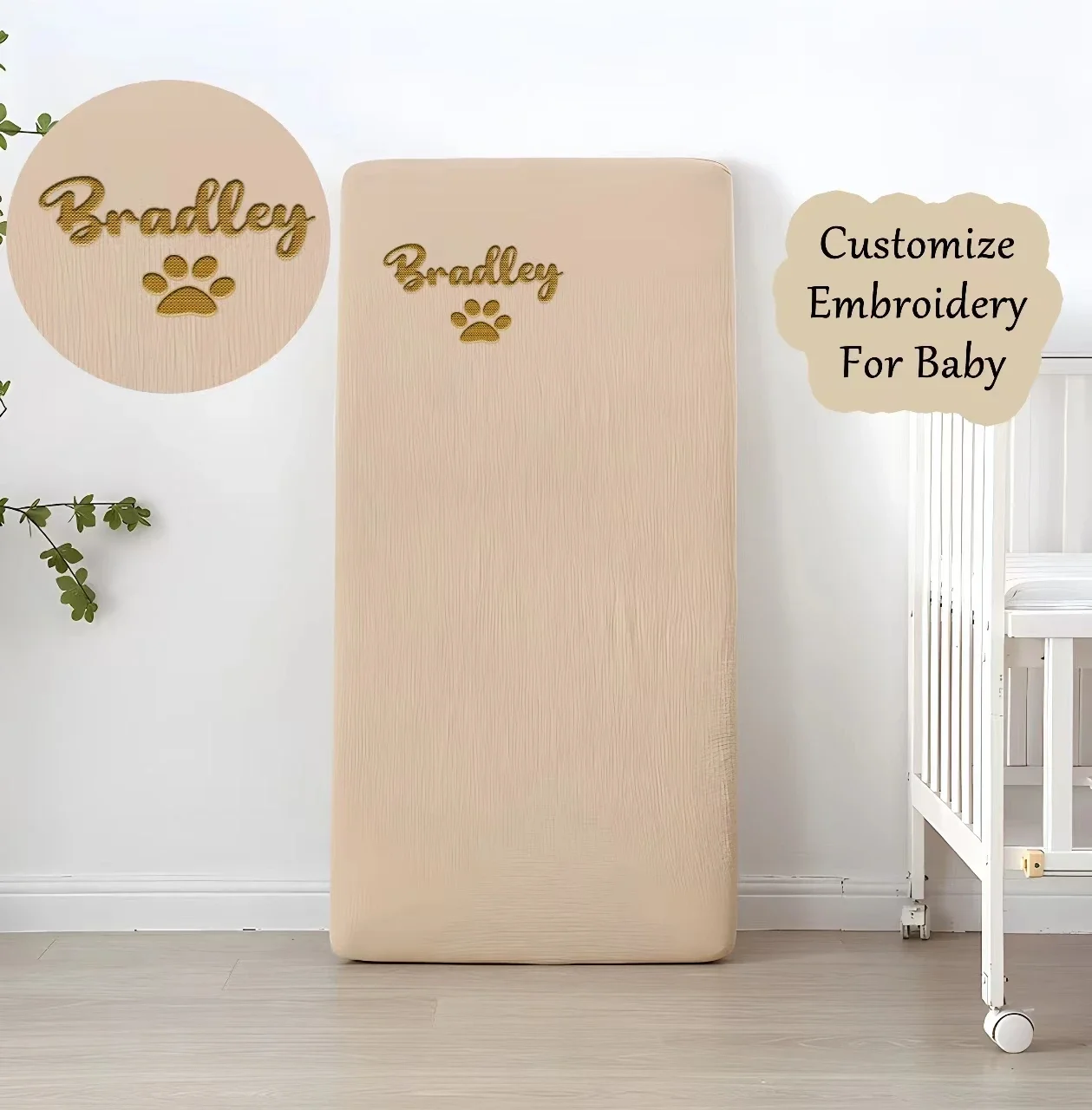 Name Custom Baby Fitted Crib Sheet Muslin Cotton Crib Sheet for Crib Protector Infant Kids Mattresses Cot Fitted Sheet