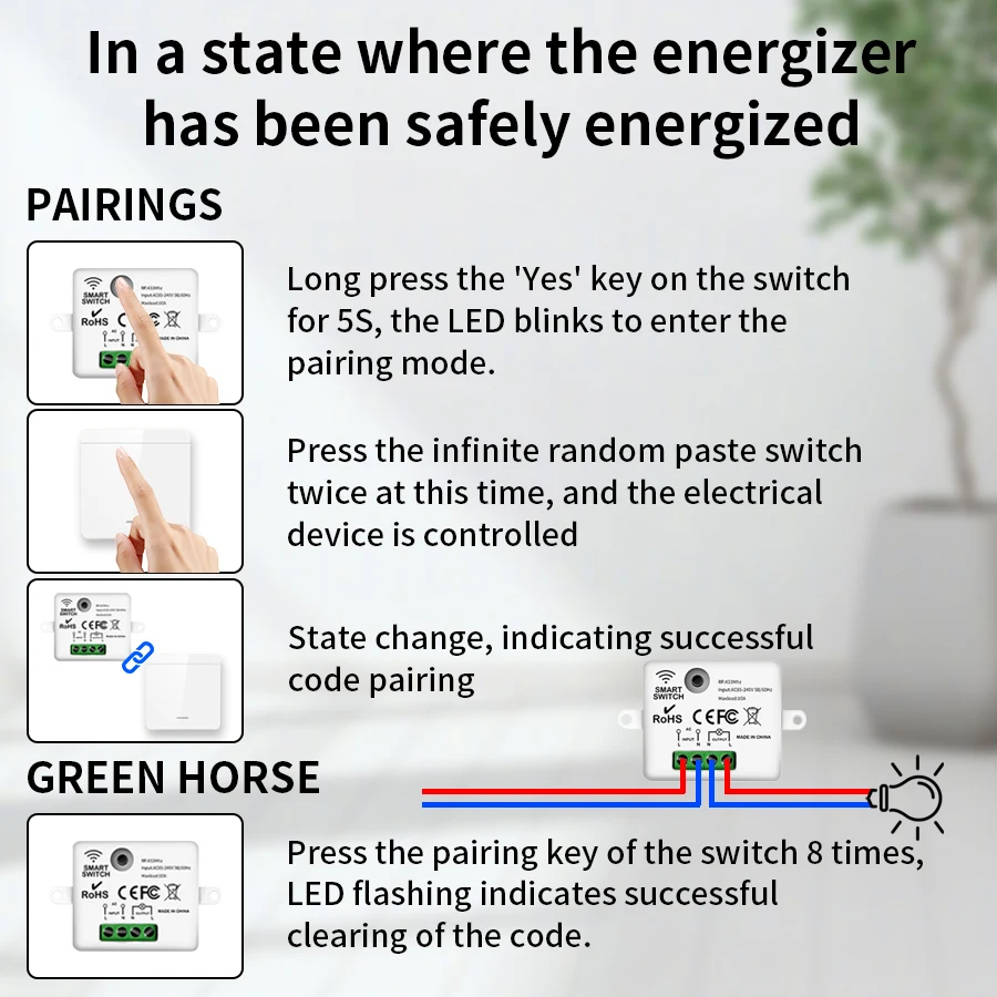 Wireless Light Switch 10A 110V 220V RF433 Module Remote Control 1/2/3 Gang Wall Light Bulb Chandelier