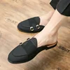 Suede Leather Shoes Men's Casual Luxury Brand Handmade Muller Loafers Men Slip-On Flats Driving Dress Shoes Half Slippers 38-48 4