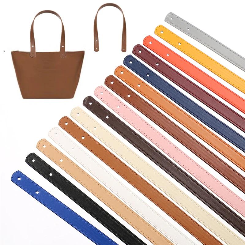 

1Pair PU Leather Hand Strap Bag Straps Handle Strap Rivet Bag Strap All-match DIY Solid Color Bag Accessories
