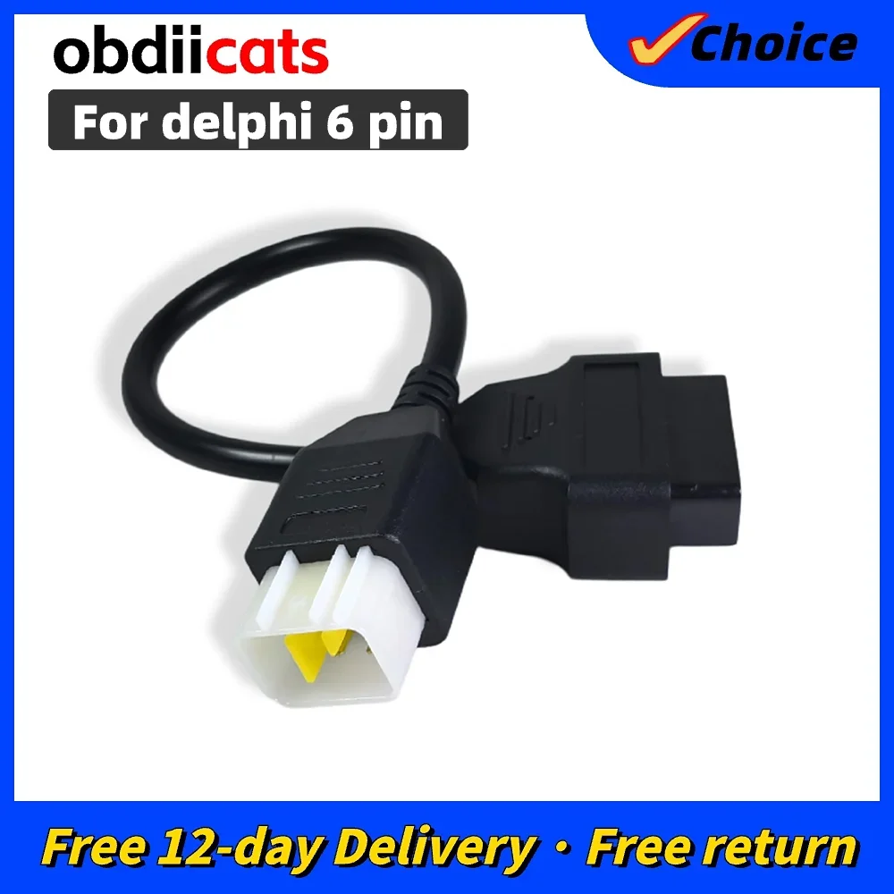 

For Delphi Motorcycle 6PIN Cable Adapter 6pin To 16pin OBD2 Adaptors OBD Diagnostic Cable Extension Connectors For Delphi