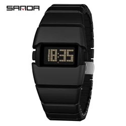 SANDA Y2K Retro Waterproof Night Light Digital Watch with Snooze Alarm and Stopwatch - Unisex (AII - Black)