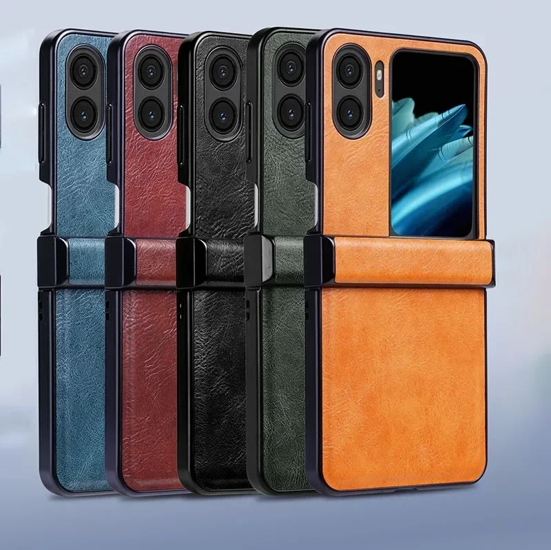 

ShockProof Leather Wallet Case For Oppo Find N2 Flip Cover Card Slot Business Phone Shell Case