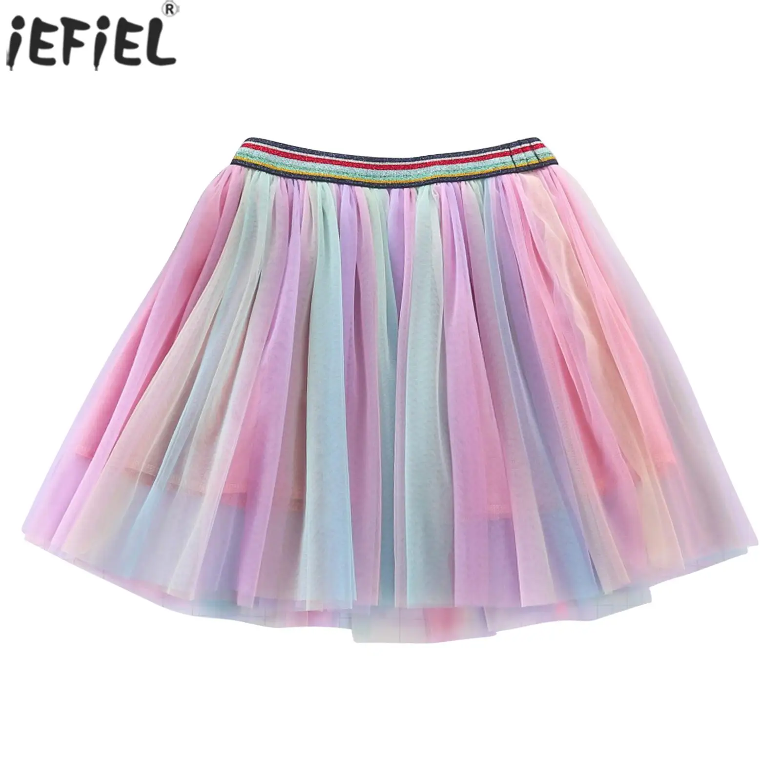 

Baby Girls Colorful Clothes Stylish Rainbow Color Elastic Waistband Tutu Mesh Skirt Clothing for Children Daily Outdoor Wear