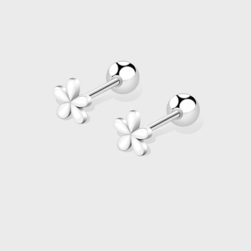 925 Silver Needle Minimalist Cute Flower Small Tragus Stud Earrings for Women Teen Daily Simple Piercing Jewelry Accessories stud earrings