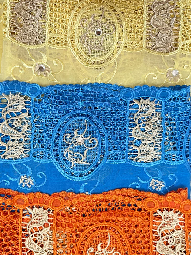Luxury Scarf High Quality 100% Cotton Dubai African Women Islamic Scarf LOVE pattern Embroidery Chemical Lace Scarf  manycolor