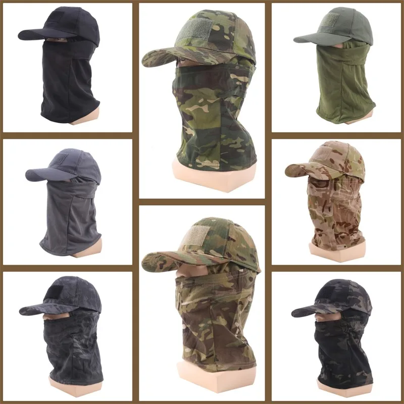 

Military Hood Tactical Army Baseball Caps For Men Women Summer Snapback Sun Hats Outdoor Camouflage Balaclava Half Ski Mask