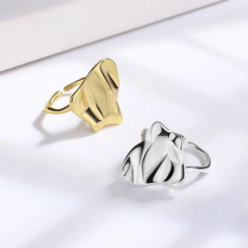 14k Gold Chunky Textured Ring for Women Irregular Statement Ring Jewelry Anillos Mujer