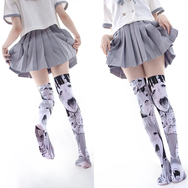 

Girls Anime 3D Printed Stockings High Quality Girls Harajuku Wakai Socks Polyester Summer Thin Cosplay Stockings