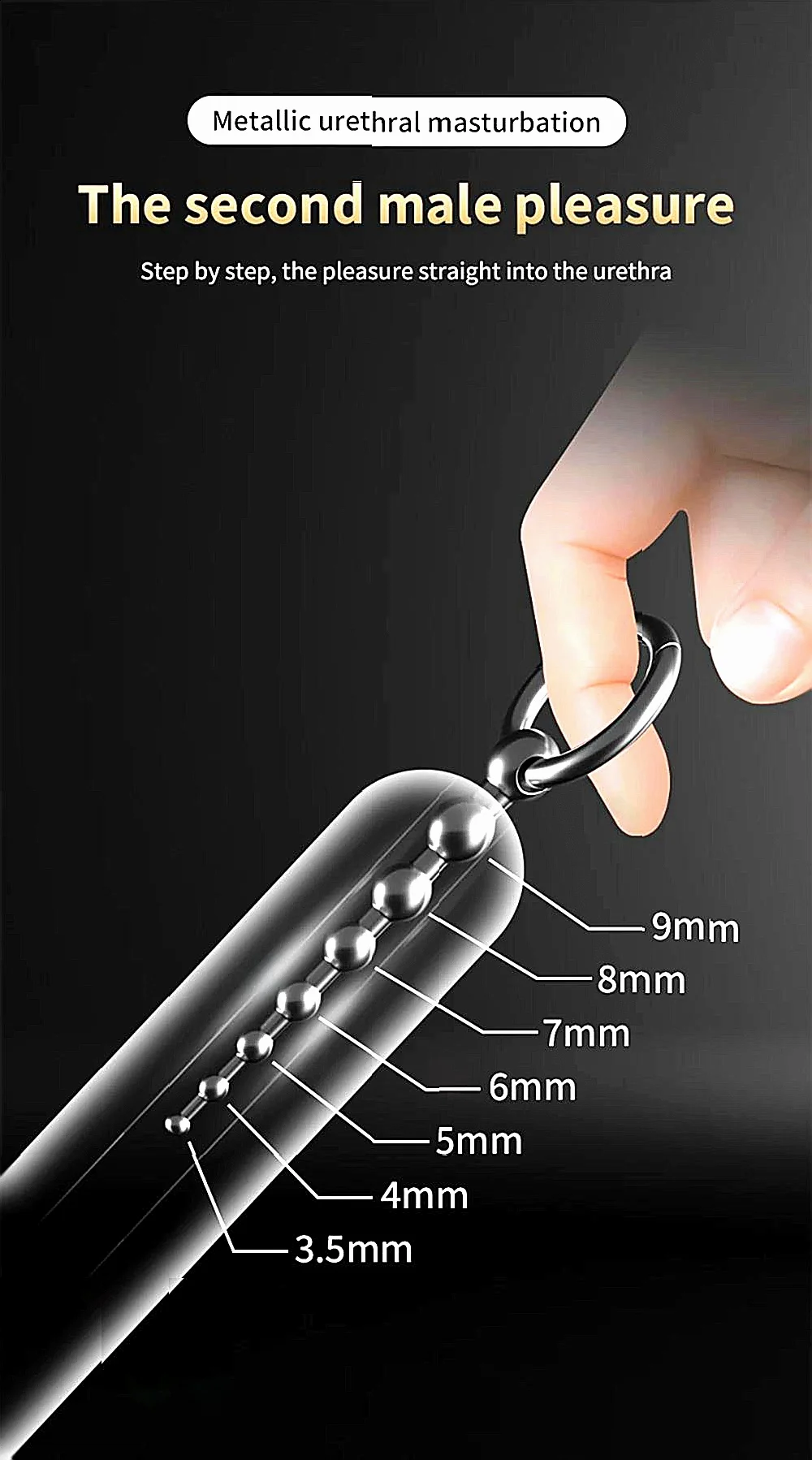 Dieses Harnröhrenstimulationsgerät aus Edelstahl mit Zugperlen dient gleichzeitig als SM-Einführungskatheter und Penisplug aus Metall für erwachsene Männer._voghion.com