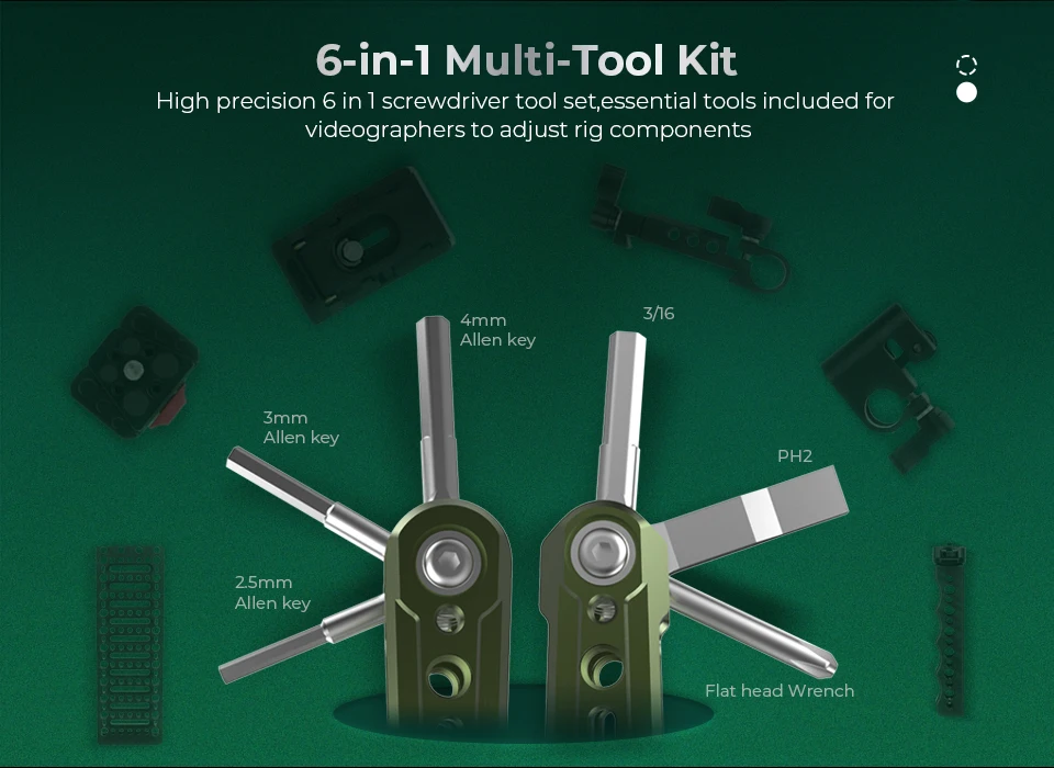 Universal DSLR Camera Rig Folding 6-in-1 Tool Set with Screwdrivers and Wrenches