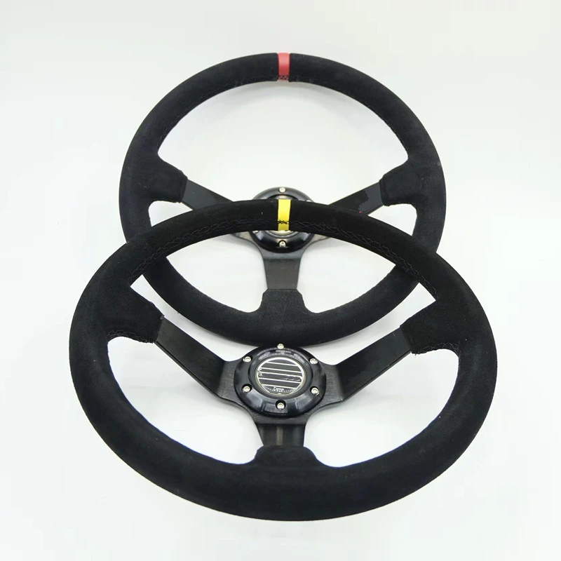Car Racing Drift 350 Mm Suede Leather Steering Wheel 3.5" Deep With
