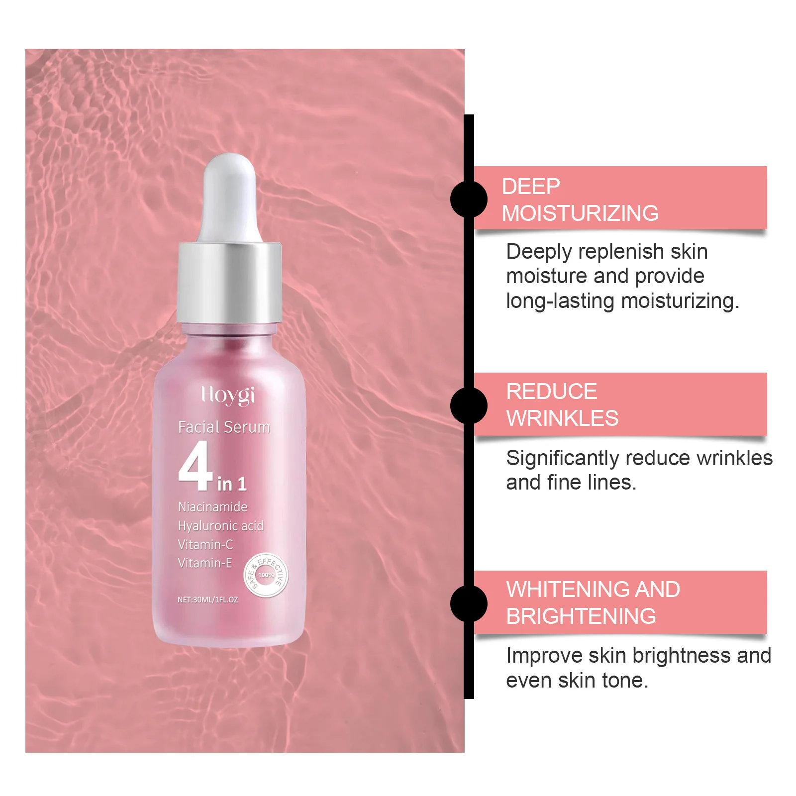 4 in 1 Anti Aging Serum Fade Fine Line Dark Spot Removal Pore Shrinking Skin Rejuvenation Moisturizing Hyaluronic Acid Essence 2
