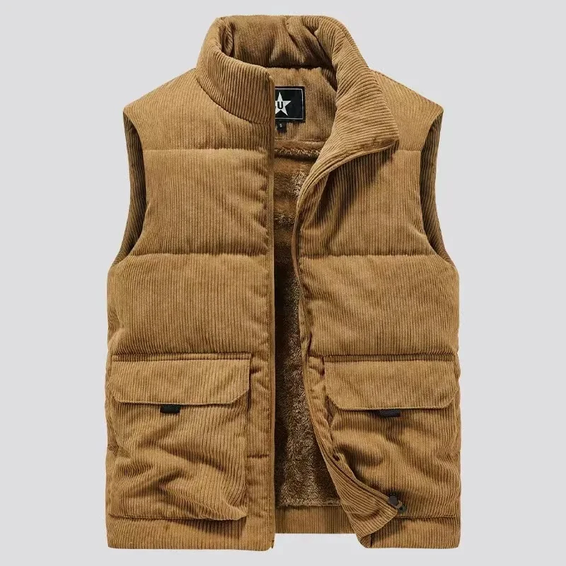 

Winter Fashion Wool Vest Male Cotton-Padded Vests Coats Men Sleeveless Vest Jackets Warm Waistcoats Clothing Plus Size 6XL