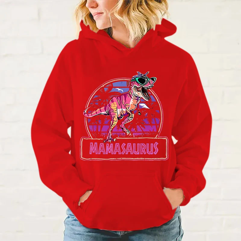 thumbnail image 1 of Sudadera con capucha con estampado de dinosaurio Mamasaurus para mujer, ropa de talla grande, otoño e invierno, popular para el Día de la Madre, 1 of 5