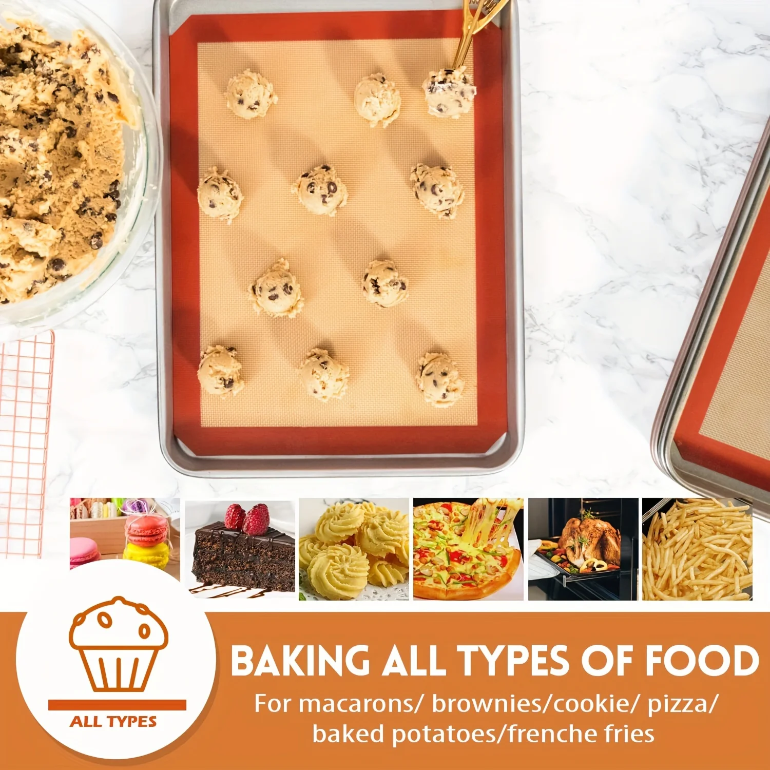 Silicone Baking Mats Set Food Grade Non-stick Reusable Baking Mat Oven Liner Sheet Round & Square Cake Pan Mat