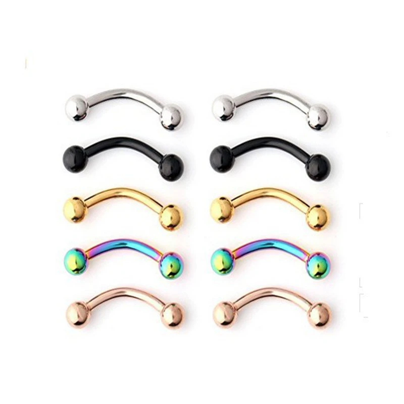 Latest 10 / Package Stainless Steel Nail Color Eyebrow Circular Steel Nail Curved Rod Nose Lip Nail Body Piercing Jewelry body piercing unlimited