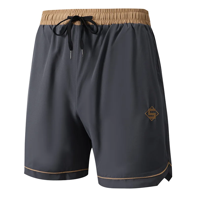 New Shorts Men Summer Motion Solid Color Patchwork American Style Large Size Breathable Quick Drying Ice Shreds All-match Pants