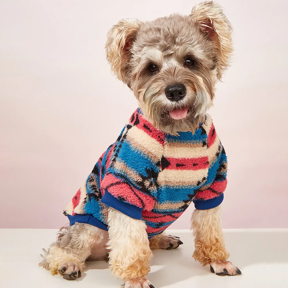 

Dog Clothing Cute Striped Plush Hoodie Suitable for Small Dogs and Should Also Have Their Own Trendy Clothing Pet Clothing