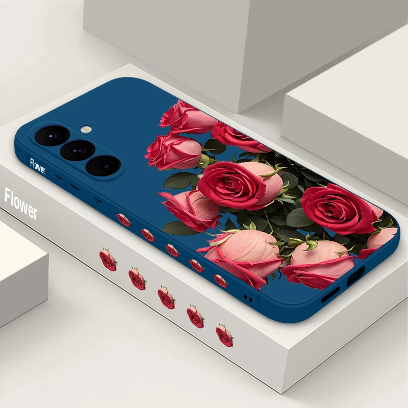 Vibrant Red Floral Phone Case - Elegant Soft Cover