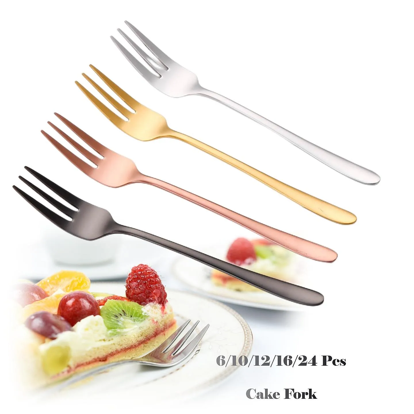 

Stainless Steel Cake Fork Set, Gold Pastry Forks, Appetizer Fork, Fruit Fork, Dessert Fork for Home, 6, 10, 12, 16, 24 Pieces, 5