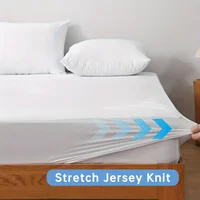 1pc Waterproof Mattress Protector Cover, Ultra-Soft Breathable Knitted Fitted Sheet for Bed, Bedroom Essentials 2
