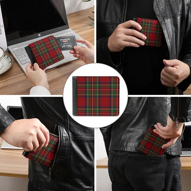 Royal Stewart Tartan Clan 남성용 PU 가죽 지갑