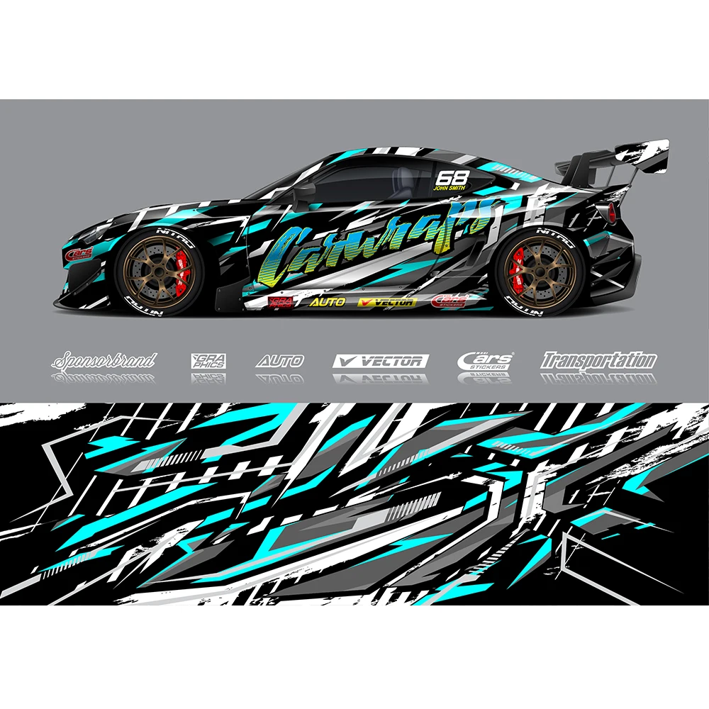 

Blue Gray Gradient Full Body Racing RV Graphic Decals Vinyl Wrap Camo Custom Size Color Changing DIY Car Full Wrap 400*100cm