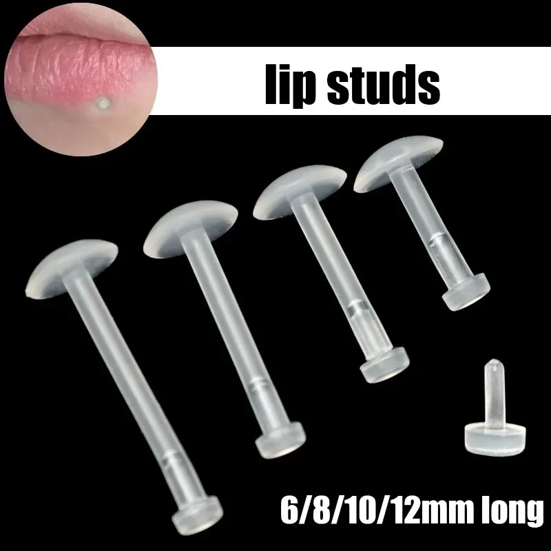 Lip Nose Studs Ear Helix Earring 50/10PC Transparent Acrylic Soft Rod 16 Gauge 6mm 8mm 10mm 12mm Body Piercing Jewelry