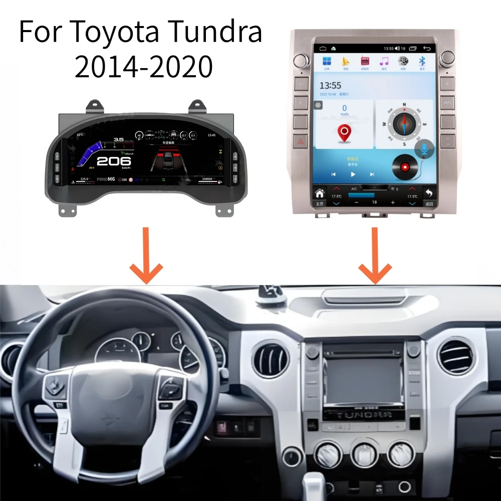 Pantalla LCD Android para Toyota Tundra 2014-2020, Velocímetro, Panel de Instrumentos Digital, Cabina Virtual, Tablero de Instrumentos 1