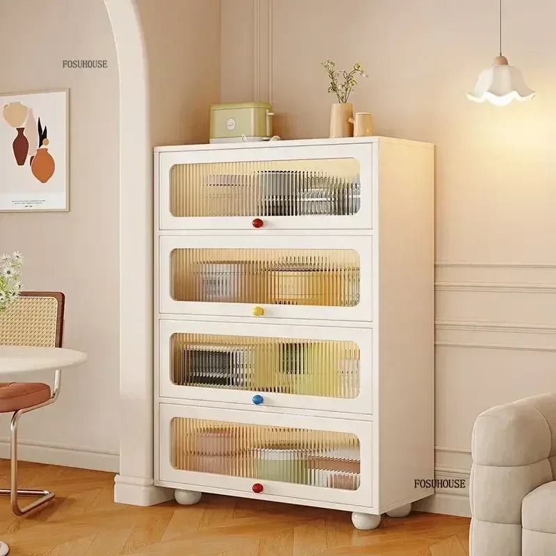 Solid Wood Kitchen Cabinets Household Living Room Storage Cabinets Multi-functional Multi-layer Kitchen Pantry Cabinet N 4